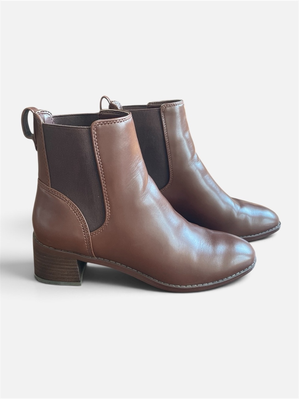 J.Crew Factory Chelsea Boot Brown Faux Leather Size 9